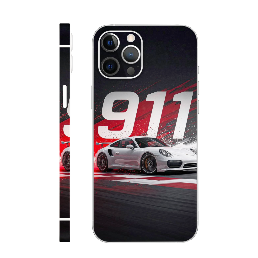 White Porsche at Night Mobile Skin