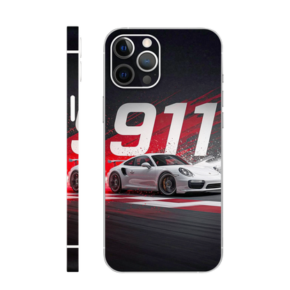 White Porsche at Night Mobile Skin