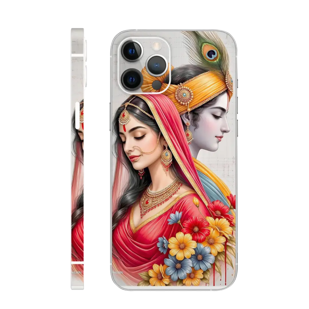 Floral Radha Krishna Mobile Skin
