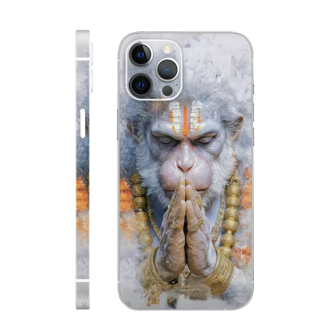 Meditating Silver Hanuman Mobile Skin